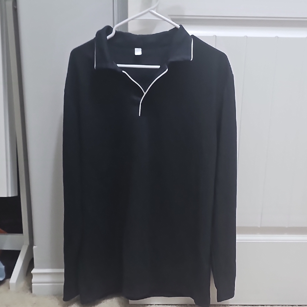 3/$15 💥 NWOT Mens Large Black Long Sleeve Polo Shirt